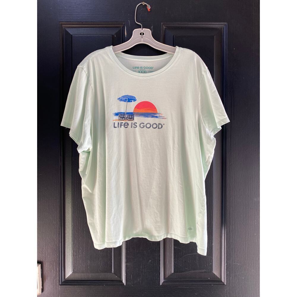 Life is Good Sage Green Crusher Short Sleeves Crew Neck T-Shirt Size 3XL